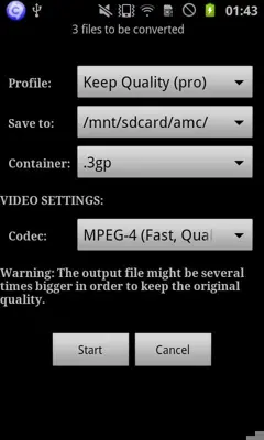 VidCon codec def android App screenshot 4